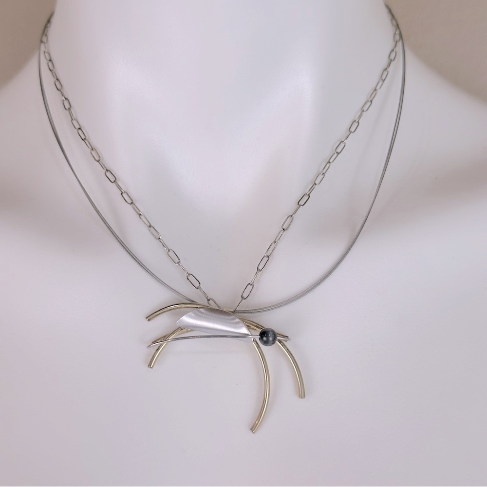 Christophe Poly Mixed Media Wire Modern Contemporary Magnetic Necklace